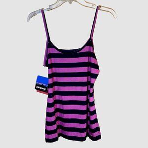 Patagonia Spright Cami M NWT Navy Pink Stripe Organic Cotton Y2K Eco Slim Fit